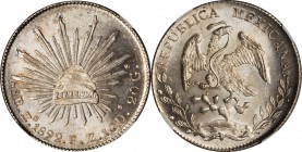 MEXICO. 8 Reales, 1892-Zs FZ. Zacatecas Mint. NGC MS-64+.
KM-377.13; DP-Zs78. Boldly struck and fully lustrous with very light toning. The only examp...