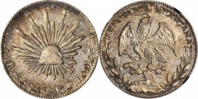 MEXICO. 4 Reales, 1858-Go PF. Guanajuato Mint. NGC EF-40.
KM-375.4. Moderately toned with evident luster remaining in the fields and a few scattered ...