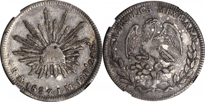 MEXICO. 4 Reales, 1827/6-Mo JM. Mexico City Mint. NGC VF-30.
KM-375.6. Problem ...