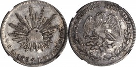 MEXICO. 4 Reales, 1827/6-Mo JM. Mexico City Mint. NGC VF-30.
KM-375.6. Problem free and decently struck with deep gray tone over both sides. A VERY S...