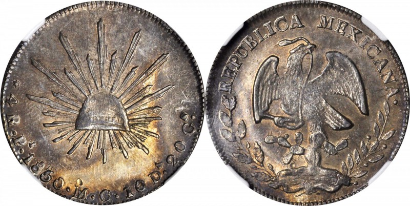 MEXICO. 4 Reales, 1850-Pi MC. San Luis Potosi Mint. NGC AU-55.
KM-375.8. Well d...