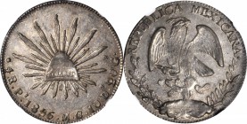 MEXICO. 4 Reales, 1856-Pi MC. San Luis Potosi Mint. NGC AU-53.
KM-375.8. Well struck with a few light marks scattered beneath moderate gray toning. R...