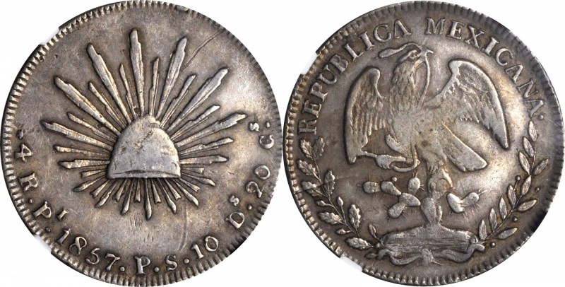 MEXICO. 4 Reales, 1857-Pi PS. San Luis Potosi Mint. NGC VF-25.
KM-375.8. Soft g...