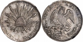 MEXICO. 4 Reales, 1837/5-Zs OM. Zacatecas Mint. NGC EF-40.
KM-375.9. Possessing an antiqued appearance with pervasive gray toning and nicely defined ...