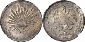 MEXICO. 4 Reales, 1841-Zs OM. Zacatecas Mint. NGC AU-58.
KM-375.9. Lustrous beneath moderate tone with an area of natural roughness primarily appeari...