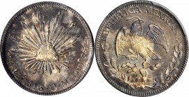 MEXICO. 4 Reales, 1846-Zs OM. Zacatecas Mint. PCGS Genuine--Cleaned, AU Details Gold Shield.
KM-375.9. Once cleaned but mostly retoned since then in ...