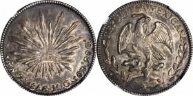 MEXICO. 4 Reales, 1856-Zs OM. Zacatecas Mint. NGC AU-58.
KM-375.9. Deeply toned with glimpses of brilliance appearing around the raised designs. A la...