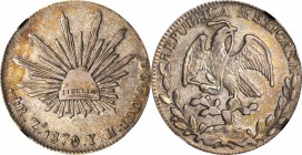 MEXICO. 4 Reales, 1870-Zs YH. Zacatecas Mint. NGC VF-35.
KM-375.9. Well struck with uniform light wear and splashes of iridescence in the gray toning...