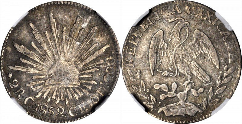 MEXICO. 2 Reales, 1852/1-C CE. Culiacan Mint. NGC VF-30.
KM-374.3. Displaying a...