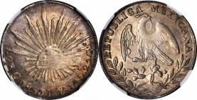 MEXICO. 2 Reales, 1860-C PV. Culiacan Mint. NGC-AU53.
KM-374.3. Attractive quality for the grade with an interesting mix of copper and gray tone over...