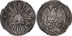 MEXICO. 2 Reales, 1835/4-Do RM. Durango Mint. NGC VF-30.
KM-374.4. Well struck with even, honest wear and dark gray toning. One small rim nick appear...