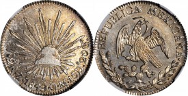 MEXICO. 2 Reales, 1849-Zs OM. Zacatecas Mint. NGC AU-50.
KM-374.12. Flashy in the fields with splashes of champagne color on both sides. A sneaky SCA...