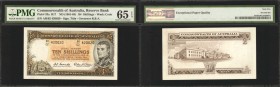 AUSTRALIA. Commonwealth of Australia, Reserve Bank. 10/- Shillings, ND (1961-65). P-33a. PMG Gem Uncirculated 65 EPQ.
(R17) A popular early Commonwea...