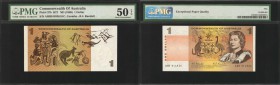 AUSTRALIA. Commonwealth of Australia. 1 Dollar, ND (1968). P-37b. PMG About Uncirculated 50 EPQ.
(R72) A heavily collected modern series with a Coomb...