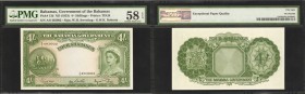 BAHAMAS. Government of the Bahamas. 4/- Shillings, ND (1953). P-13d. PMG Choice About Uncirculated 58 EPQ.
Excellent centering and problem free with ...