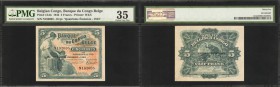 BELGIAN CONGO. Banque du Congo Belge. 5 Francs, 1943. P-13Ab. PMG Choice Very Fine 35.
Bright paper and inks found with a "Quatrieme Emission 1943" o...