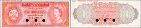 BELIZE. Government of Belize. 5 Dollars, 1975 & 1976. P-35s. Specimen. Uncirculated.
Specimen. Three punch cancellations at the signature panels of t...