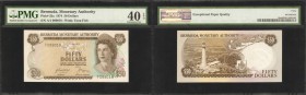 BERMUDA. Monetary Authority. 50 Dollars, 1974. P-32a. PMG Extremely Fine 40 EPQ.
A gorgeous, fully original 50 Dollar note from the popular 1974 Berm...