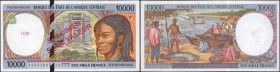 CENTRAL AFRICAN STATES. Banque des Etats De l'Afrique Centrale. 10000 Francs, 1994. P-205Eas. Specimen. Choice Uncirculated.
Code Letter E. Cameroon....