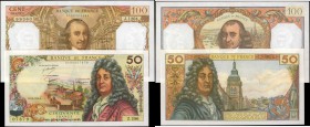 FRANCE. Banque de France. 50 & 100 Francs, 1962-79. P-148f & 149f. Choice About Uncirculated.
2 pieces in lot. P-148f 50 Francs and P-149f 100 Francs...