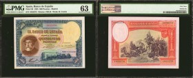 SPAIN. Banco de Espana. 500 Pesetas, 1935. P-89. PMG Choice Uncirculated 63.
The lowest serial number of the three consecutive examples of this type ...