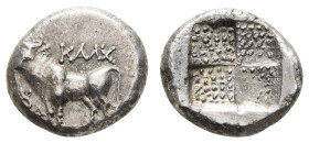Antike Griechen
Bithynien Chalkedon, Drachme (3,75 g), 386-340 v. Chr. Av.: Stier nach links stehend, darüber griech. "KAAX" sowie links Kerykeion un...