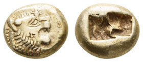 Antike Griechen
Lydien Alyattes bis Kroisos, Trite (1/3 Stater) (4,74g), Elektron, 625-561 v. Chr., Sardes. Av: Löwenkopf nach rechts. Rev: Zwei quad...
