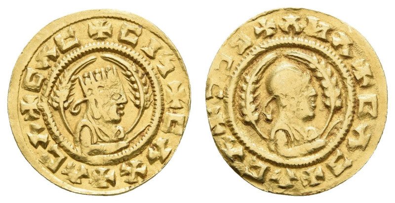 Antike Griechen
Aksum 1/3 Solidus (1,53 g), Gold, um 450, Ebana. Av.: Bekröntes...