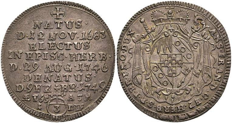 Deutschland bis 1800 Würzburg Bistum
 3 Kreuzer, 1749, Anselm Franz von Ingelhe...