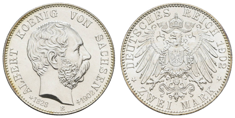 Silbermünzen des Kaiserreichs Sachsen
 2 Mark, 1902, Albert, auf seinen Tod, f....