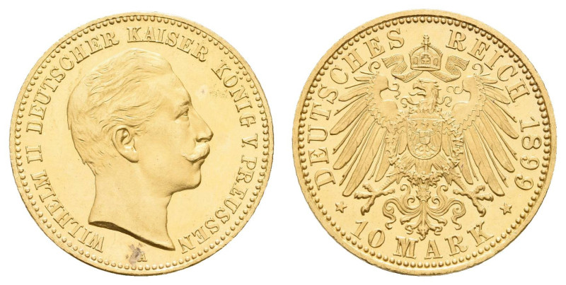 Goldmünzen des Kaiserreichs Preussen
 10 Mark, 1899, Wilhelm II., f. st. J. 251...