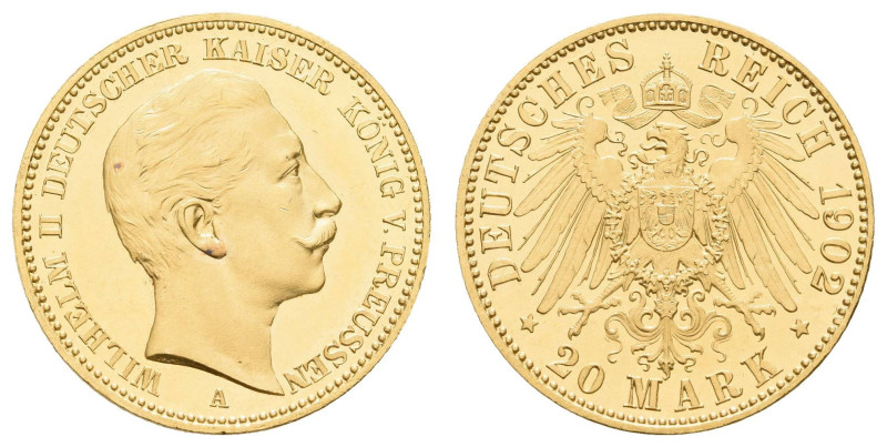 Goldmünzen des Kaiserreichs Preussen
 20 Mark, 1902, Wilhelm II., wz. Kratzer, ...