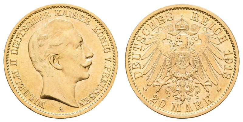 Goldmünzen des Kaiserreichs Preussen
 20 Mark, 1913, Wilhelm II., kl. Rf., vz-s...