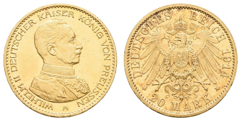 Goldmünzen des Kaiserreichs Preussen
 20 Mark, 1914, Wilhelm II., kl. Kratzer, ...