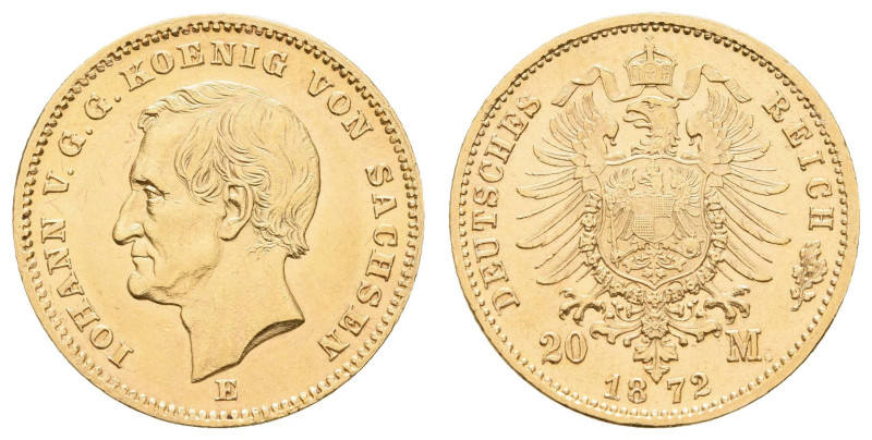 Goldmünzen des Kaiserreichs Sachsen
 20 Mark, 1872, Johann, kl. Rf., vz+. J. 25...