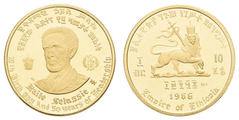 Europa und Übersee Äthiopien
 10 Dollars, Gold, Haile Selassie, auf das 50-jähr...