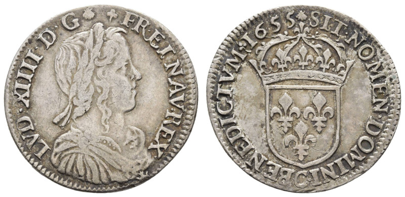 Europa und Übersee Frankreich
 1/2 Ecu a La meche longue, 1655, Ludwig XIV., C ...