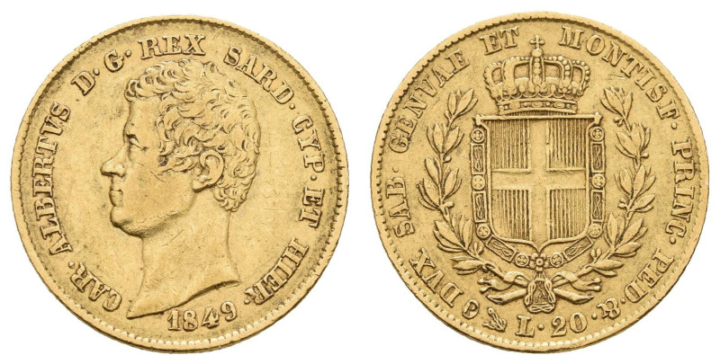 Europa und Übersee Italien
 20 Lire, 1849, Carlo Alberto, Fb. 1143, CNI 114, wz...