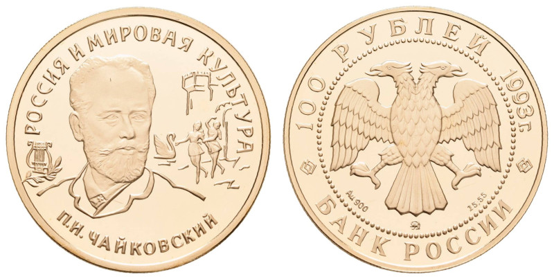 Europa und Übersee Russland ab 1992
 100 Rubel, Gold, 1993, P. Tschajkowski, Pa...