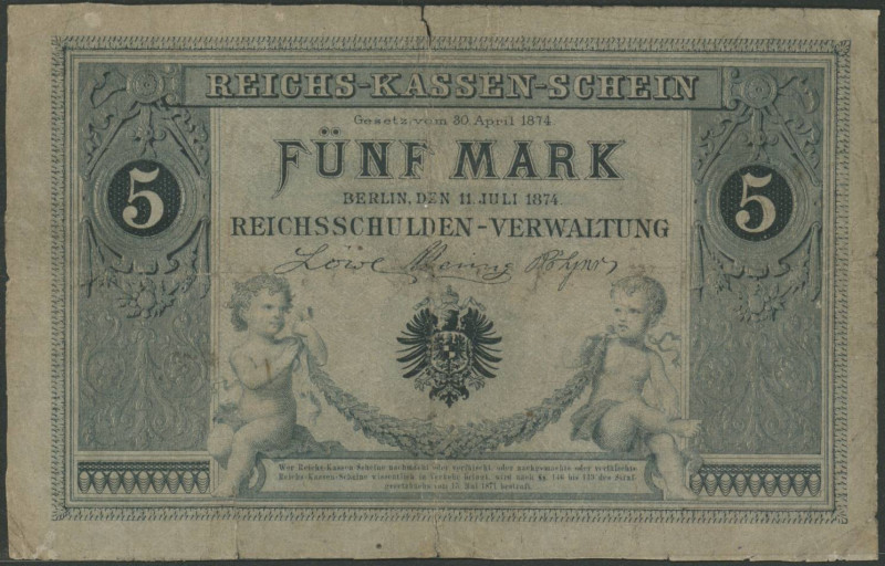 Banknoten Deutsche Reichsbanknoten 1874-1945
 5 Mark 11.7.1874, Ser. VII, Fol.1...