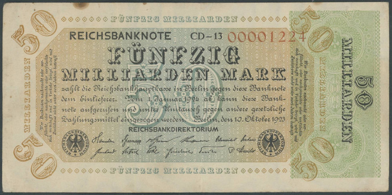 Banknoten Deutsche Reichsbanknoten 1874-1945
 20 Mrd. 1.10.1923 (III) Fehldruck...