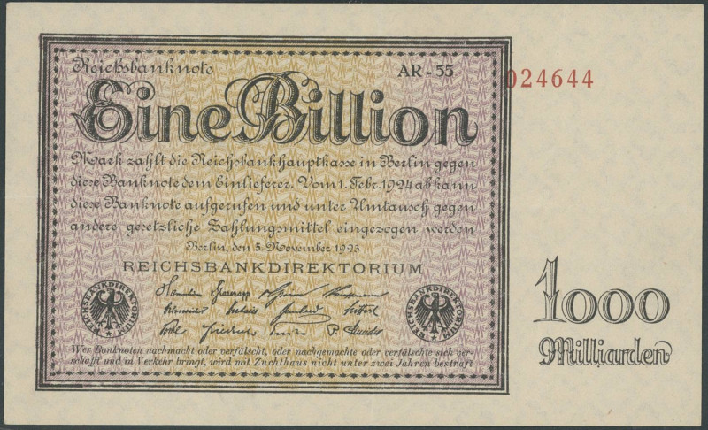 Banknoten Deutsche Reichsbanknoten 1874-1945
 131d 1 Bio. Mark 5.11.1923, Firme...