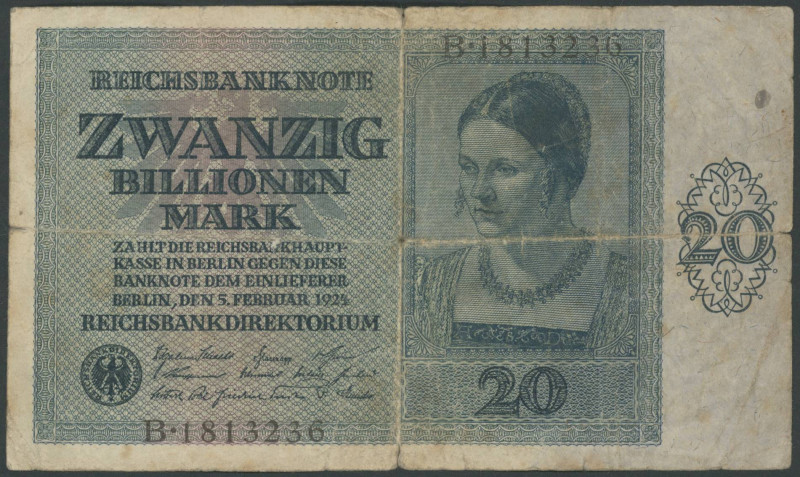 Banknoten Deutsche Reichsbanknoten 1874-1945
 20 Bio. Mark 5.2.1924, Ser B, Ro....