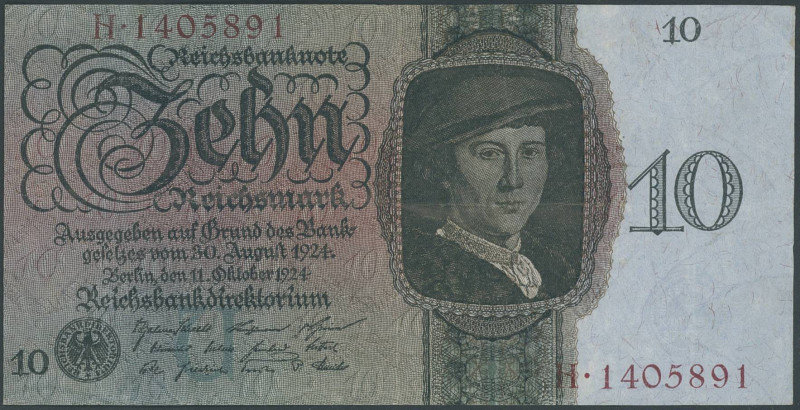 Banknoten Deutsche Reichsbanknoten 1874-1945
 10 Reichsmark 11.10.1924, Udr. U/...