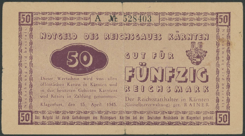 Banknoten Deutsche Reichsbanknoten 1874-1945
 Notausgaben Frühjahr 1945, Reichs...