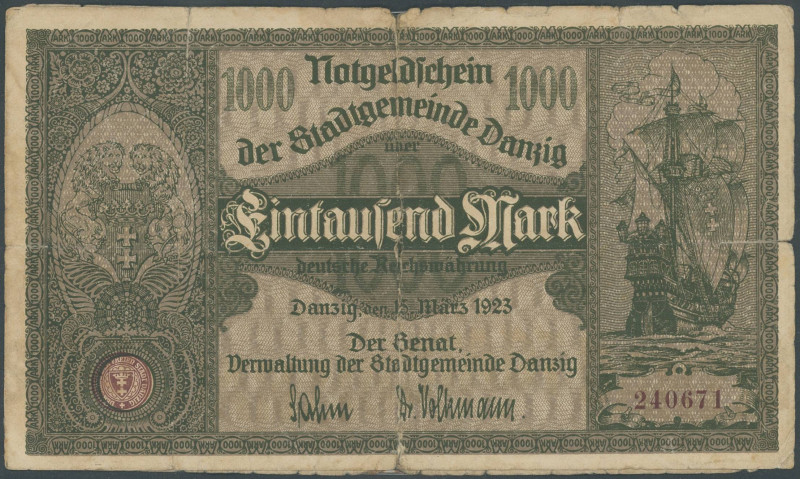 Banknoten Geldscheine selbständ./besetzter deutscher Gebiete
 Danzig, Lot 11 Ba...