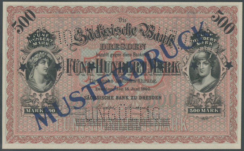 Banknoten Deutsche Länderbanknoten 1871-1935
 Sachsen, 500 Mark 15.6.1890, mit ...