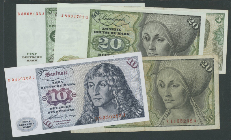 Banknoten Geldscheine Deutsche Bundesbank
 BRD, Serie BBk I (Gemäldeserie), 5 N...