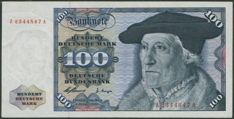 Banknoten Geldscheine Deutsche Bundesbank
 100 Deutsche Mark 2.1.1960, Austausc...