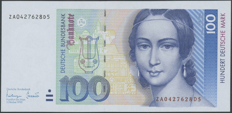 Banknoten Geldscheine Deutsche Bundesbank
 100 Deutsche Mark 1.10.1993, Ser. ZA...